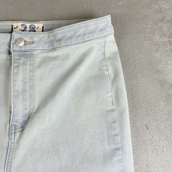 We The Free Jeans Womens 28x26 Blue Denim Super Flare Raw Fray Retro Bell Bottom - Picture 9 of 16